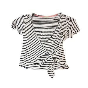 Altard State Striped Tie Front Top‎ V-Neck Short Sleeve Casual Size L